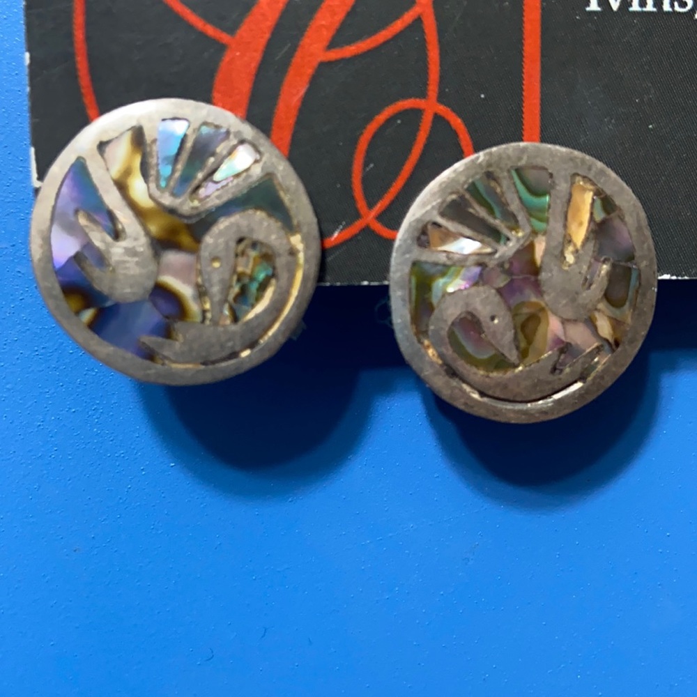VTG Silver Abolone Earrings